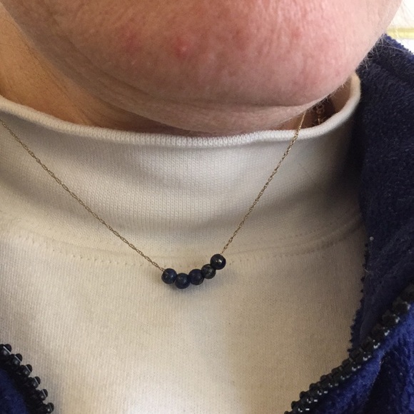 14k lapis lazuli bead necklace - Picture 3 of 7